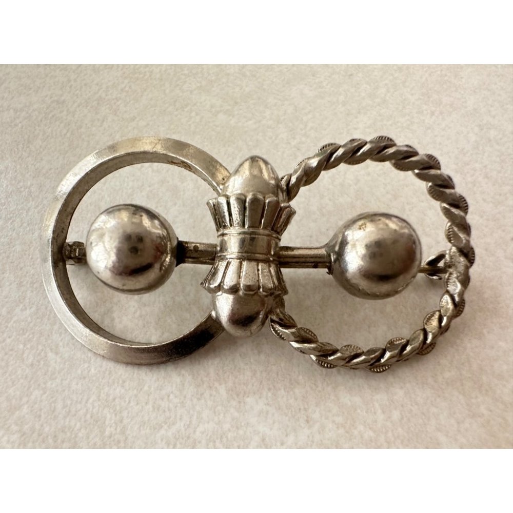 Antique Solid Sterling Silver Double Circle Spher… - image 1